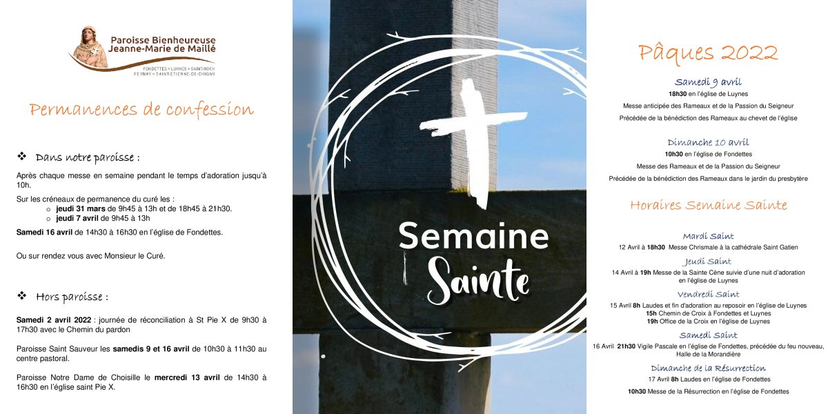 Le programme de la semaine sainte - Paroisse Bienheureuse Jeanne-Marie de Maillé