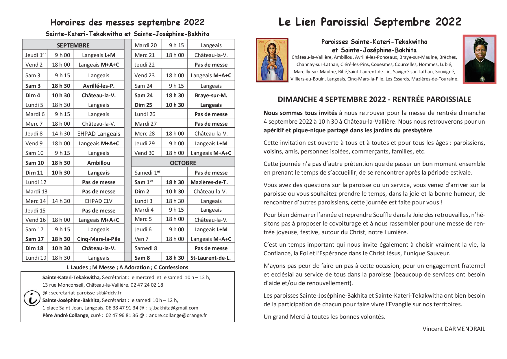 Le lien paroissial - septembre 2022