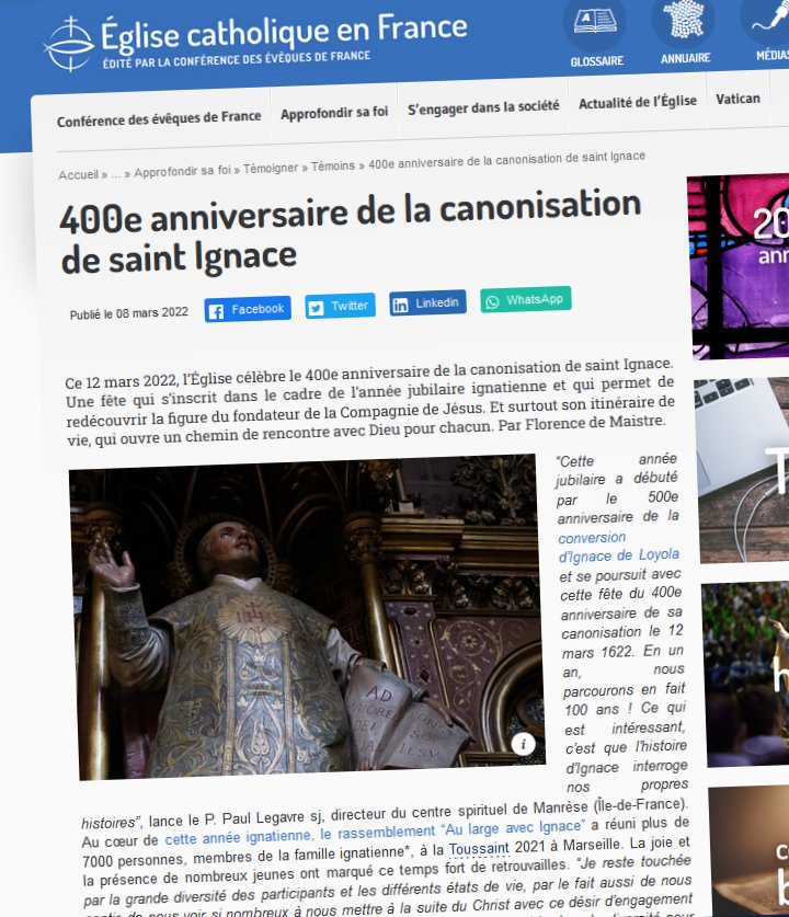 400e anniversaire de la canonisation de saint Ignace de Loyola